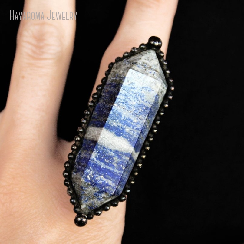 Women'S Emo Accessories - 10 Stück Lapislazuli Kristall verstellbarer Statement-Ring