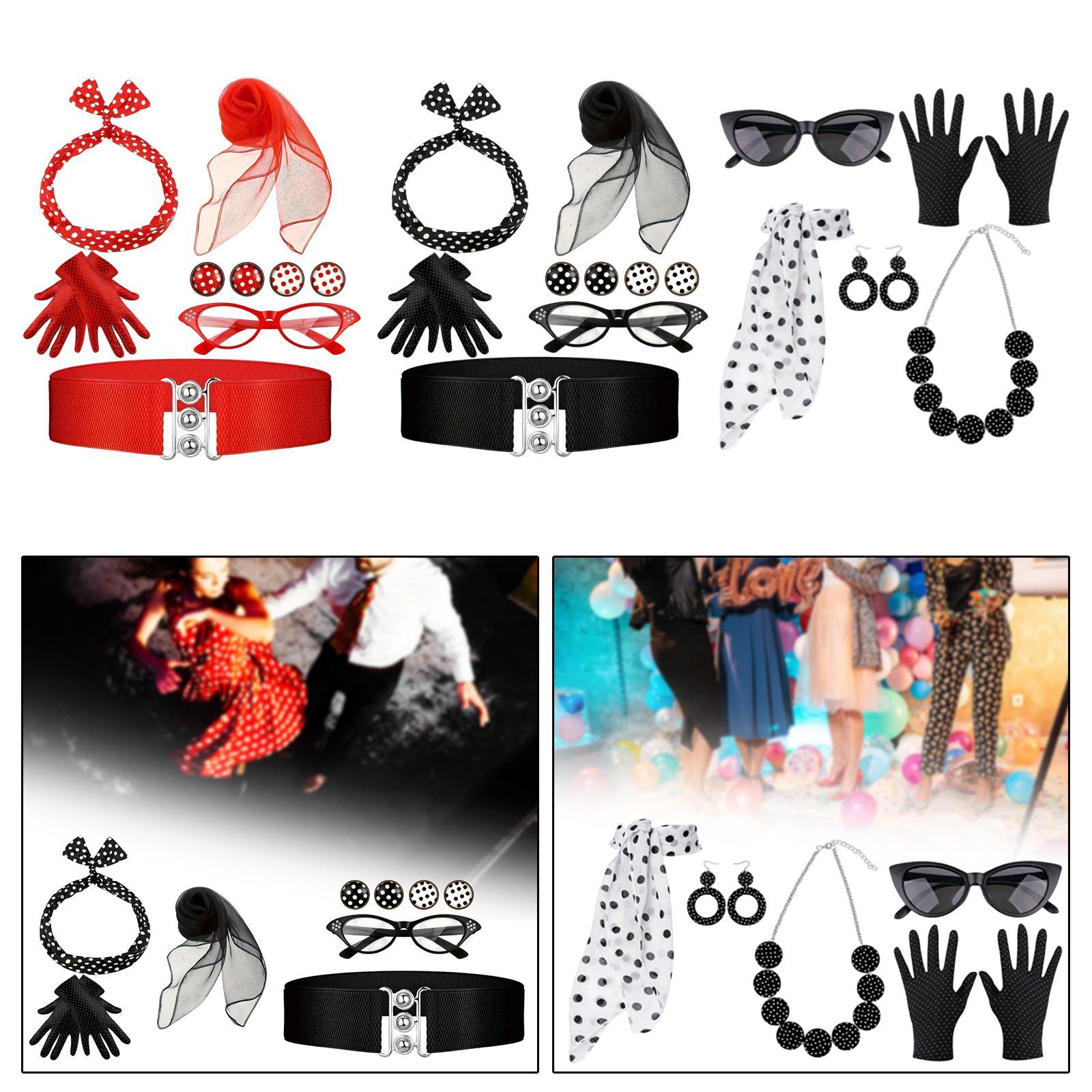 Women'S Accessories In The 1950S - Festival-Requisiten 1950er Jahre Damen-Kostüm-Accessoires-Set mit Schal,