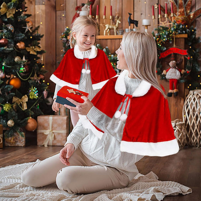Women'S Red Accessories - Weihnachtsmann-Umhang für Damen und Mädchen, roter
